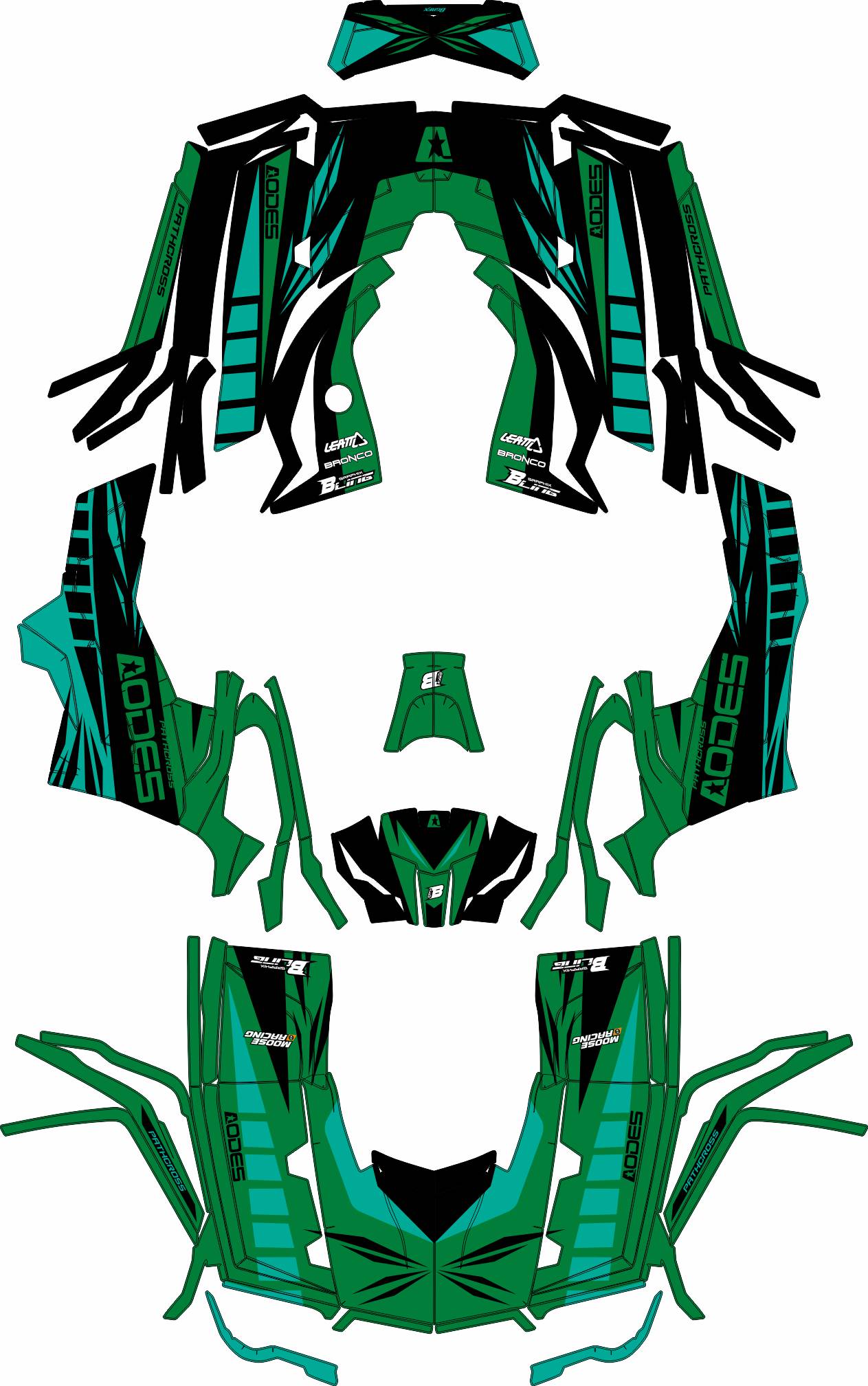 AODES ODES PATHCROSS 650 800 1000 FULL GRAPHICS KIT ''STRIPE GREEN'' DESIGN
