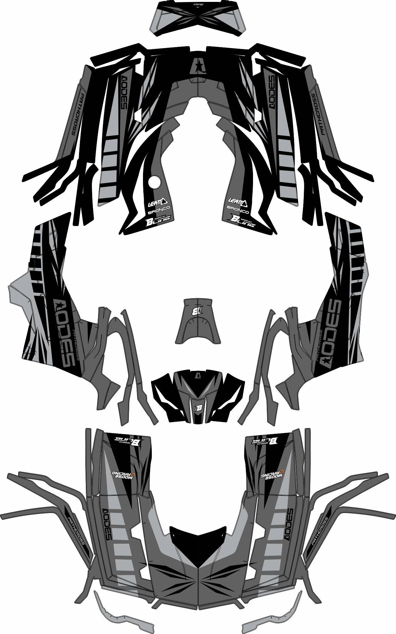 AODES ODES PATHCROSS 650 800 1000 FULL GRAPHICS KIT ''STRIPE GREY'' DESIGN