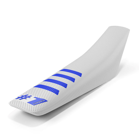 Seat Cover - RIBBED - White/Blue