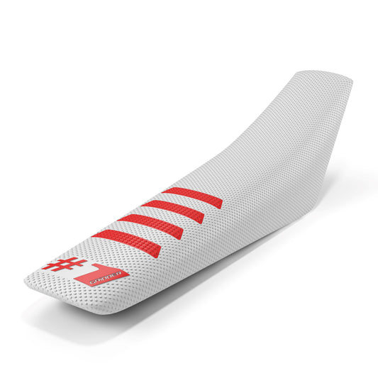 Seat Cover - RIBBED - White/Red