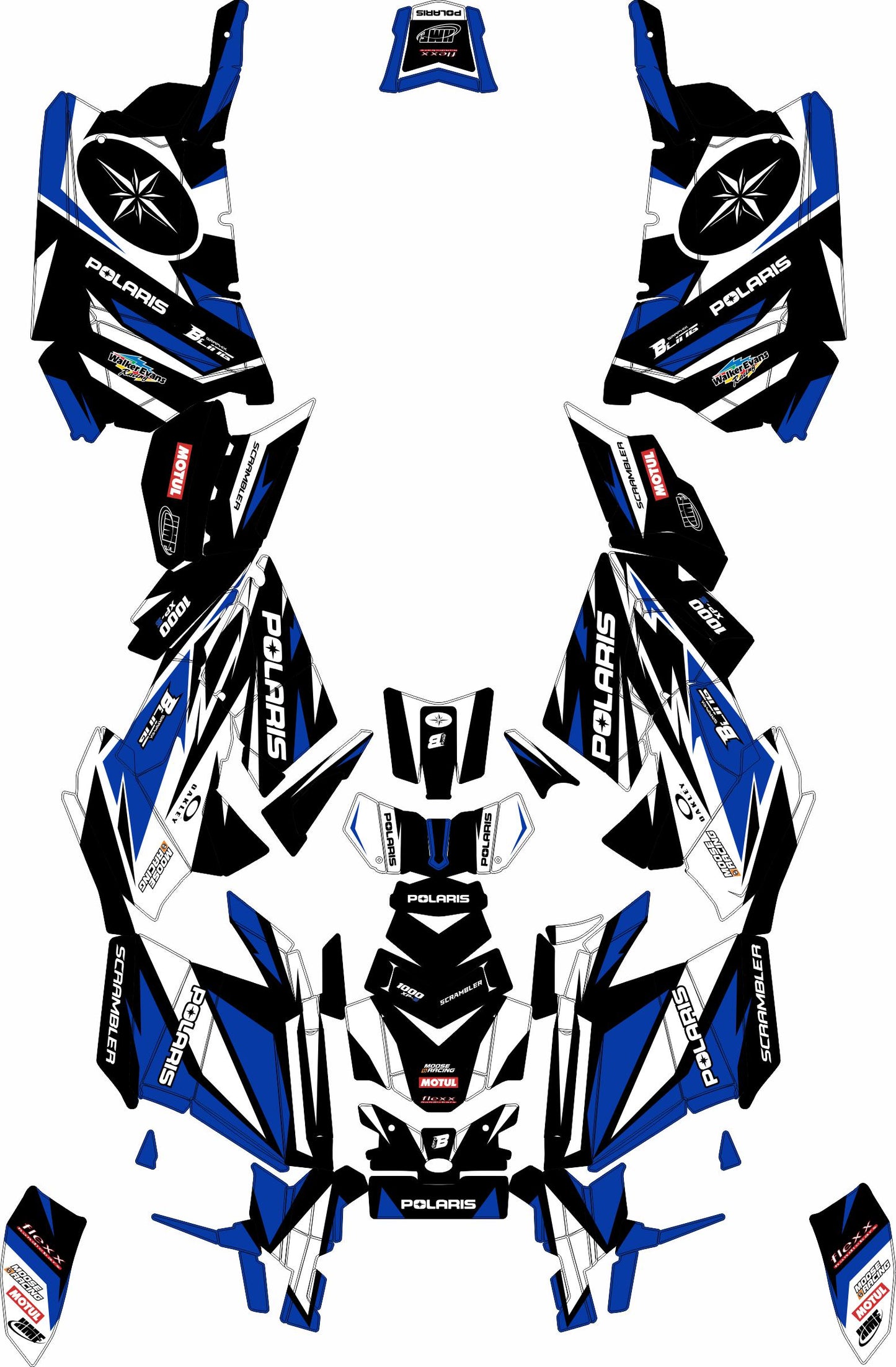 POLARIS SCRAMBLER XP 850-1000 FULL GRAPHICS KIT "RACING BLUE" DESIGN