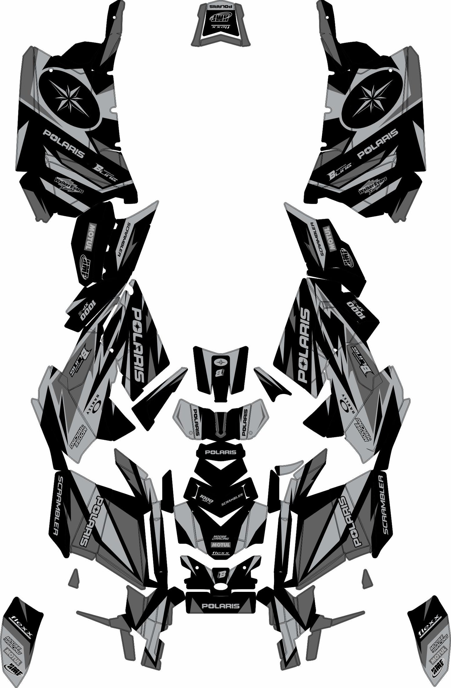 POLARIS SCRAMBLER XP 850-1000 FULL GRAPHICS KIT "RACING GREY" DESIGN