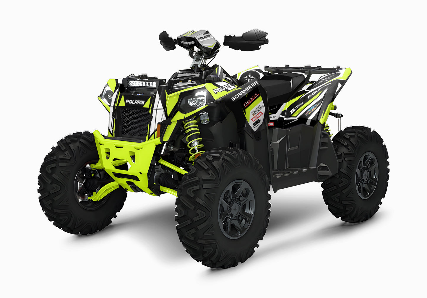 POLARIS SCRAMBLER XP 850-1000 FULL GRAPHICS KIT "RACING LIME GREEN" DESIGN