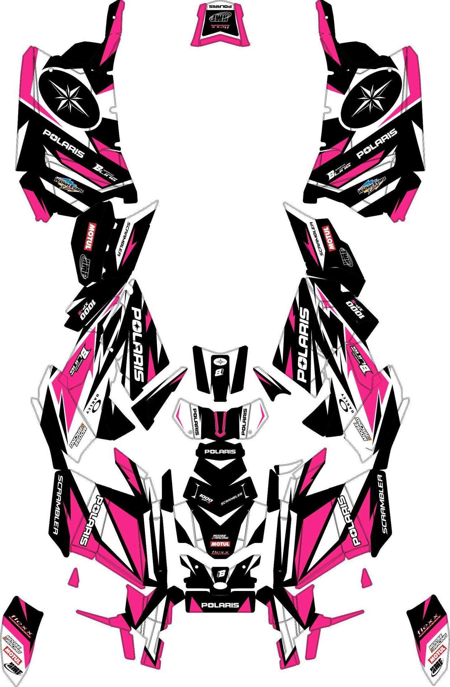POLARIS SCRAMBLER XP 850-1000 FULL GRAPHICS KIT "RACING PINK" DESIGN