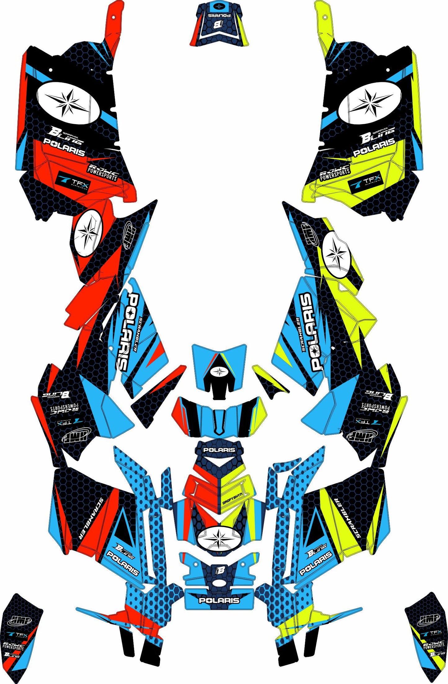 POLARIS SCRAMBLER XP 850-1000 FULL GRAPHICS KIT "HIGHCORE FLUO" DESIGN