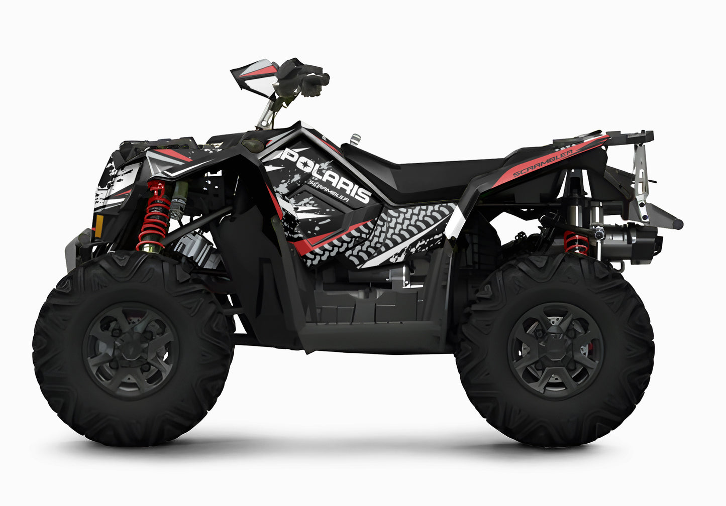 POLARIS SCRAMBLER XP 850-1000 FULL GRAPHICS KIT "ATTACK WHITE" DESIGN