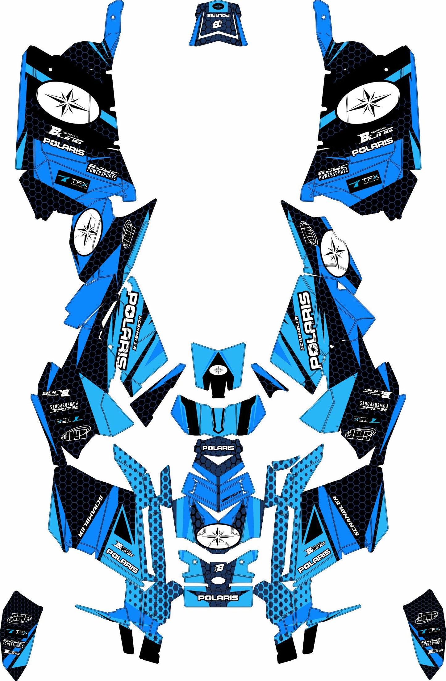 POLARIS SCRAMBLER XP 850-1000 FULL GRAPHICS KIT "HIGHCORE BLUE" DESIGN