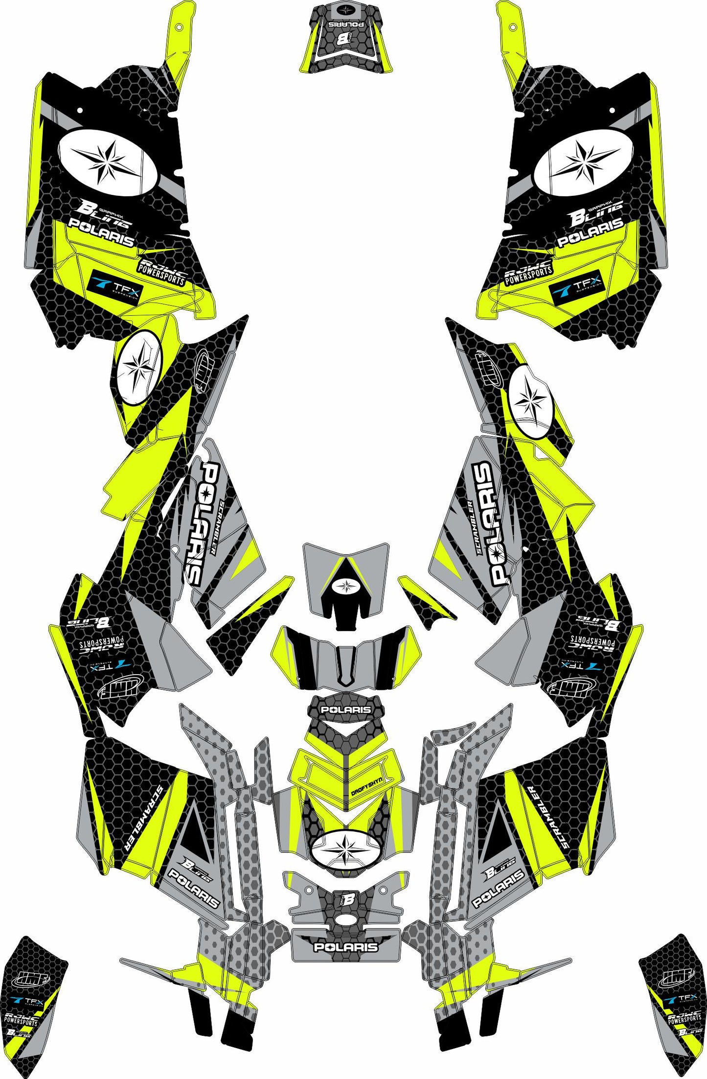 POLARIS SCRAMBLER XP 850-1000 FULL GRAPHICS KIT "HIGHCORE GREY" DESIGN