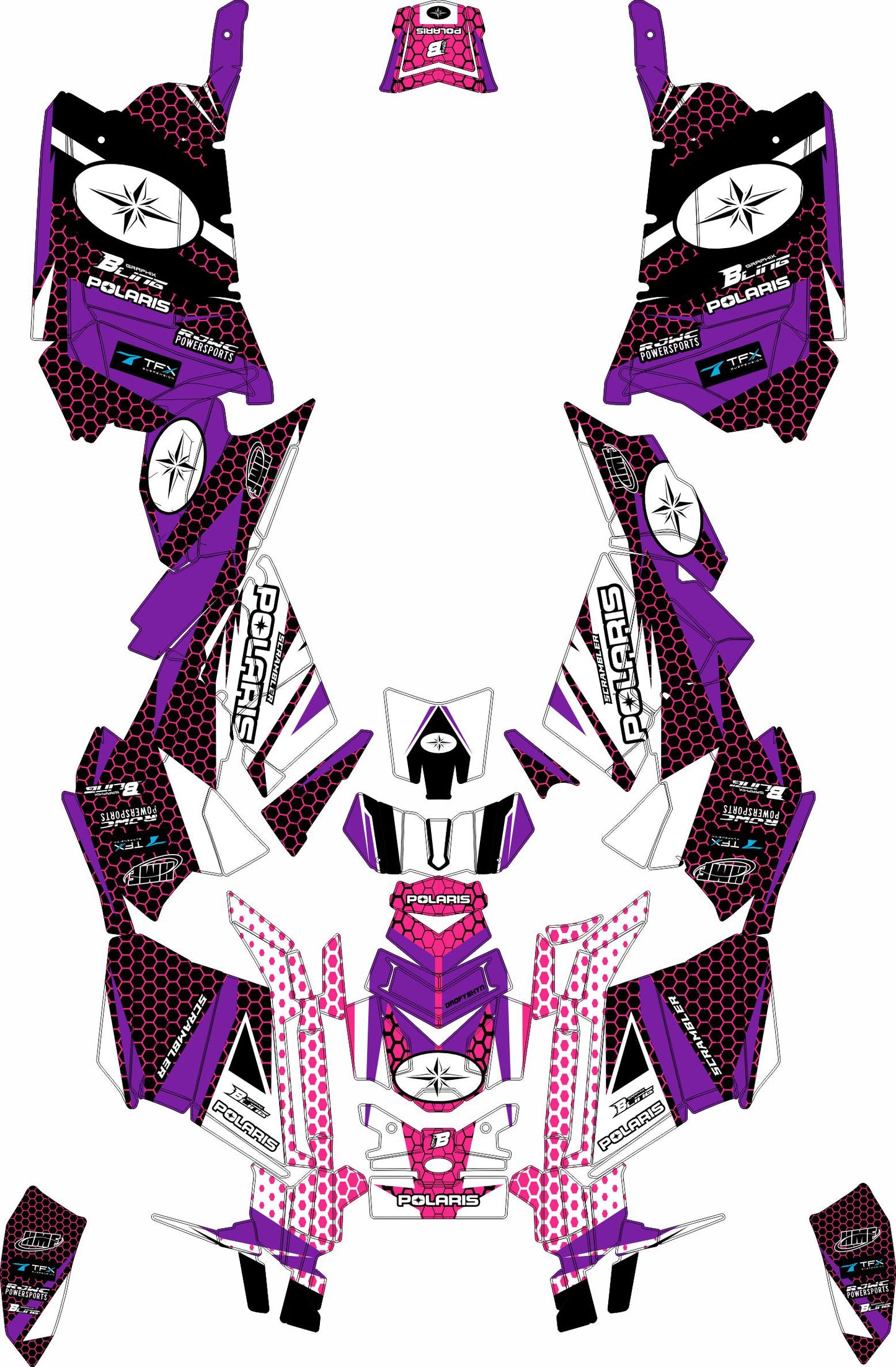 POLARIS SCRAMBLER XP 850-1000 FULL GRAPHICS KIT "HIGHCORE PURPLE" DESIGN