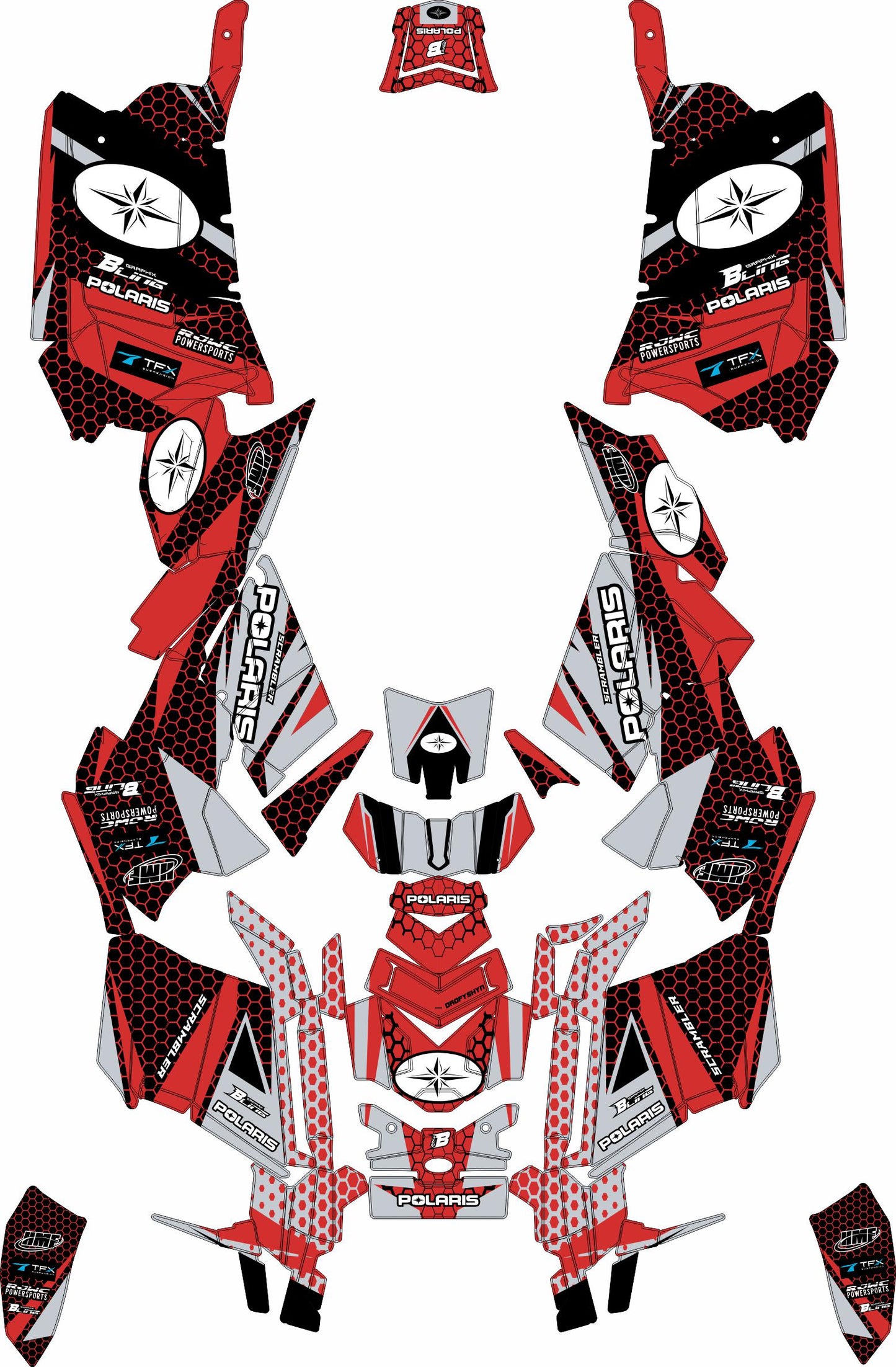 POLARIS SCRAMBLER XP 850-1000 FULL GRAPHICS KIT "HIGHCORE RED" DESIGN
