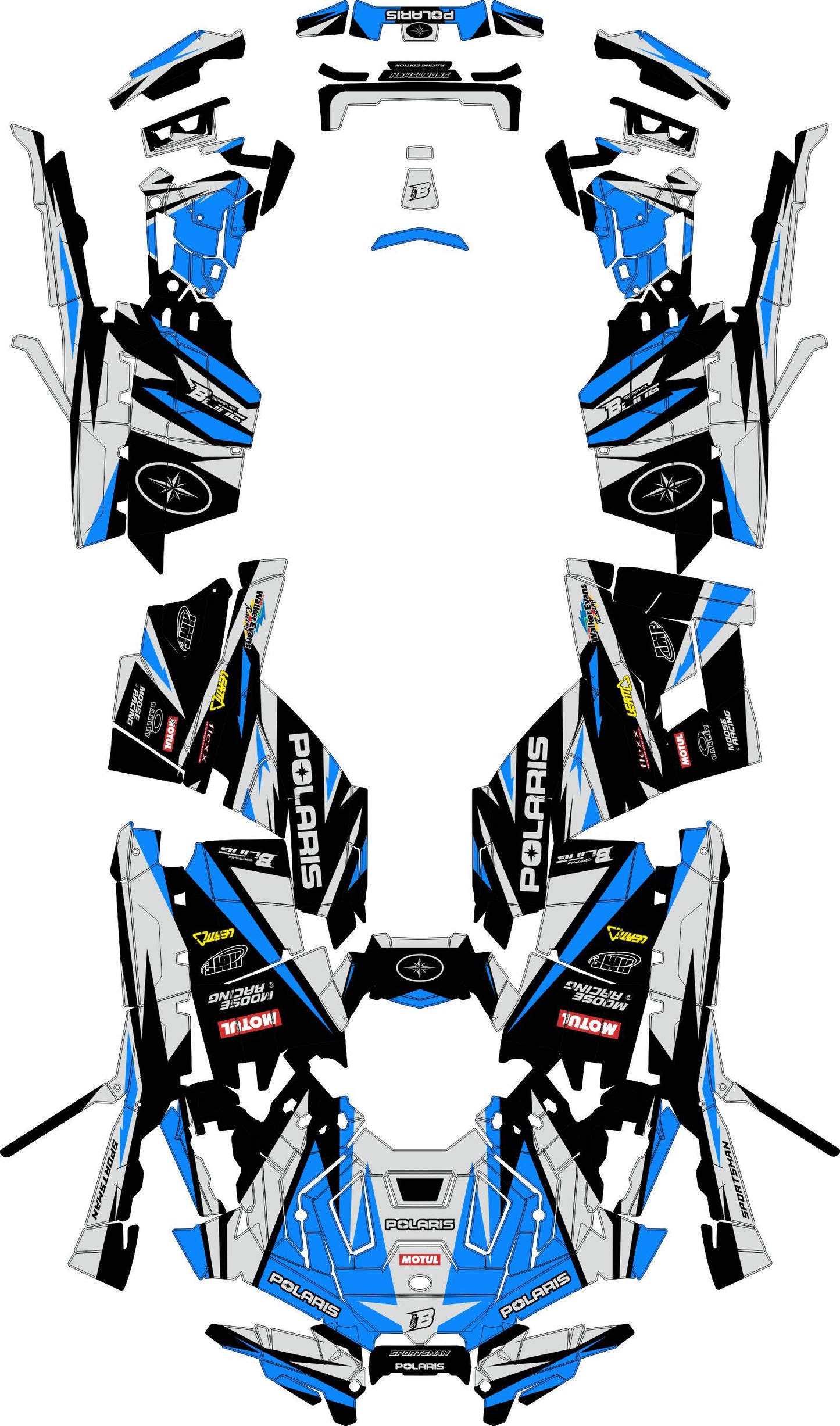 POLARIS SPORTSMAN XP S 850-1000 FULL GRAPHICS KIT "RACING BLUE" DESIGN