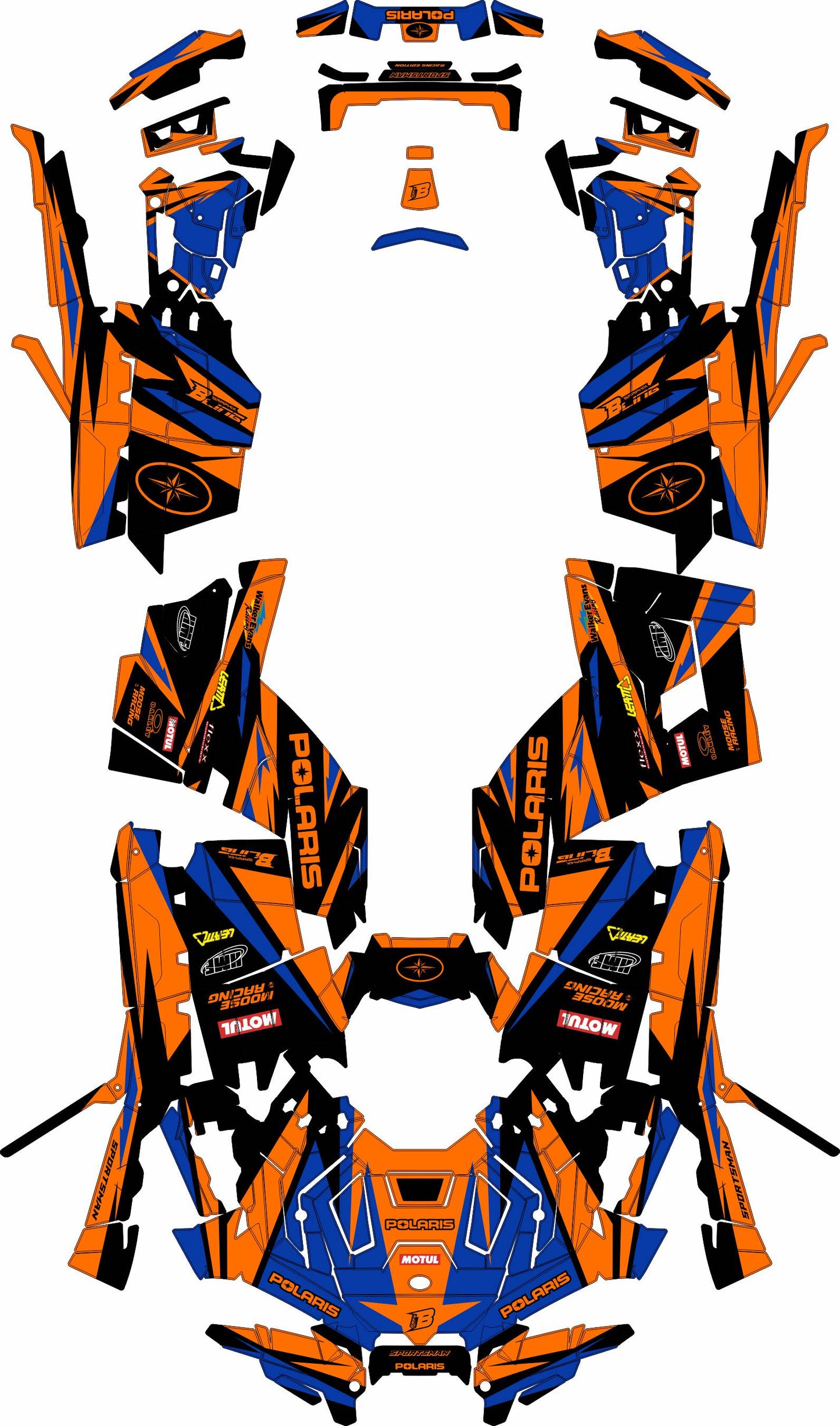 POLARIS SPORTSMAN XP S 850-1000 FULL GRAPHICS KIT "RACING ORANGE" DESIGN