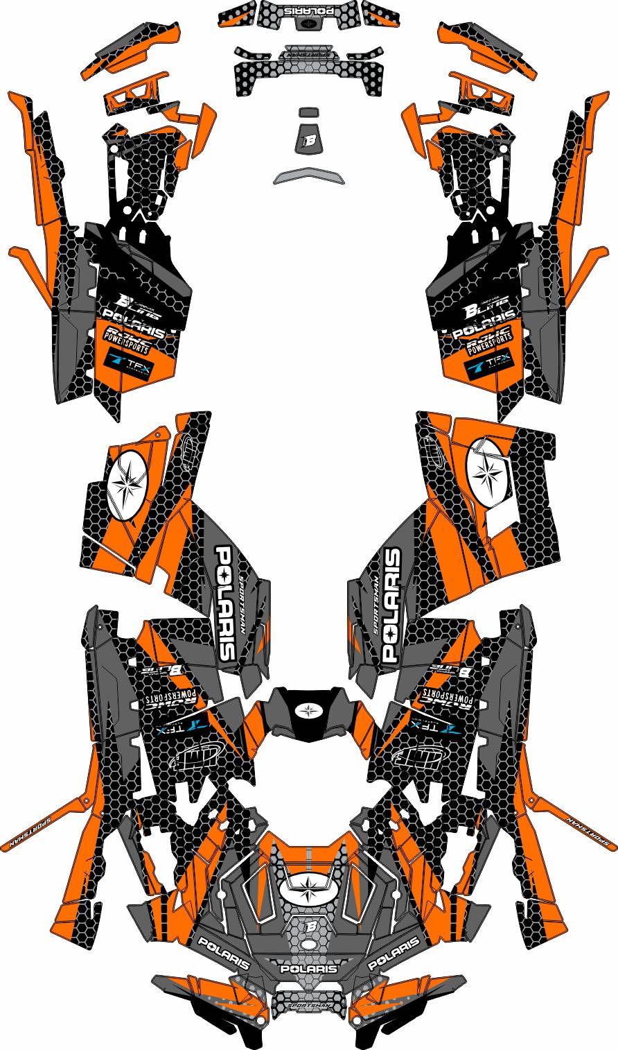 POLARIS SPORTSMAN XP S 850-1000 FULL GRAPHICS KIT "HIGHCORE ORANGE" DESIGN