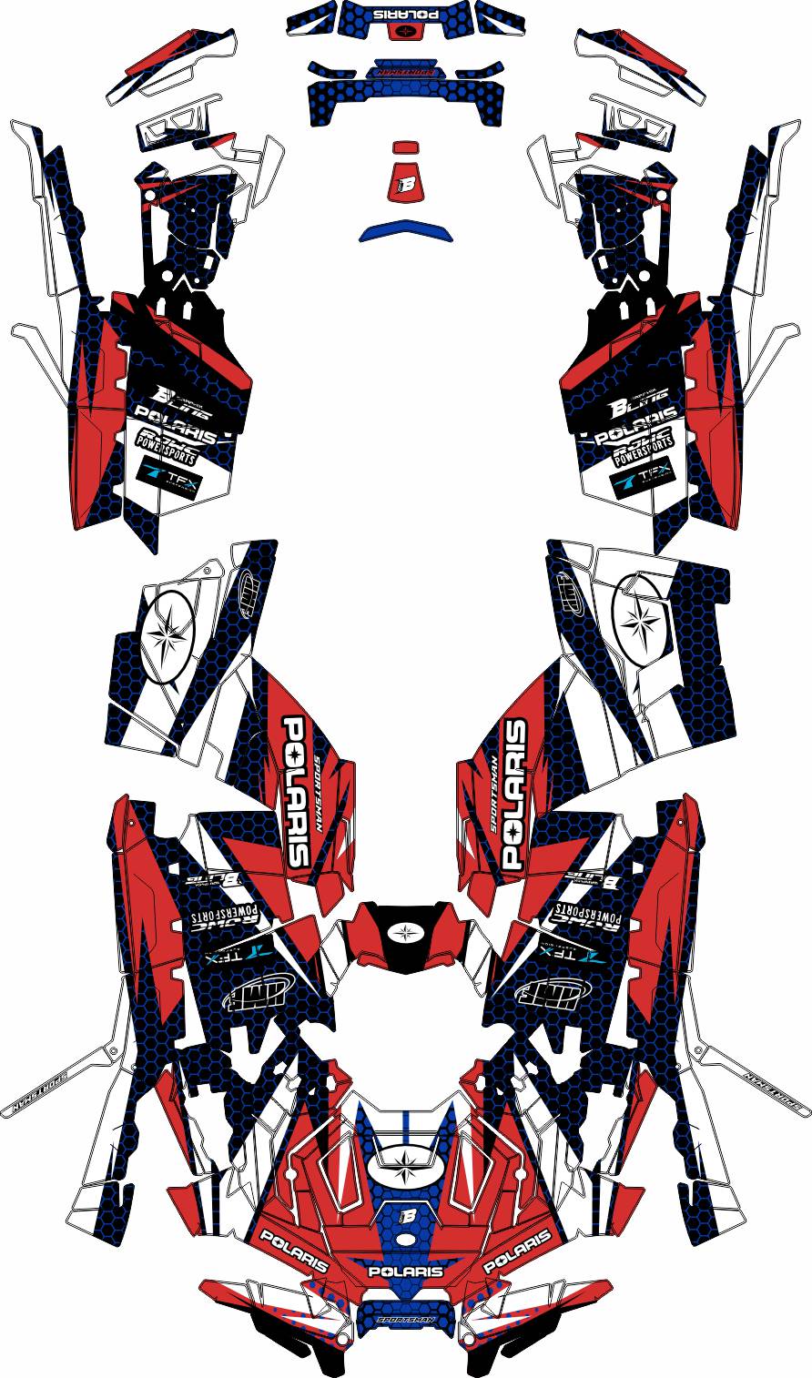 POLARIS SPORTSMAN XP S 850-1000 FULL GRAPHICS KIT "HIGHCORE RED" DESIGN