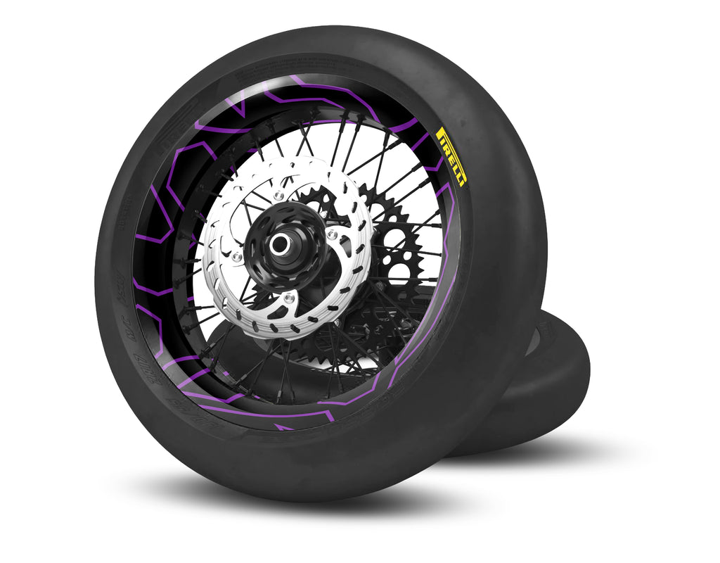 Purple Rim Sticker SUPERMOTO RIM WRAPS KIT ''LINED PURPLE'' DESIGN – bling graphix