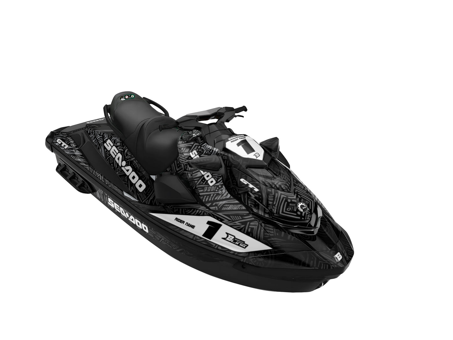 SEA-DOO GTI / GTR 2020-2027 FULL GRAPHICS KIT "ANCIENT BLACK" DESIGN