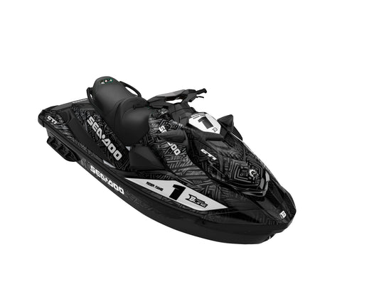 SEA-DOO GTI / GTR 2020-2027 FULL GRAPHICS KIT "ANCIENT BLACK" DESIGN