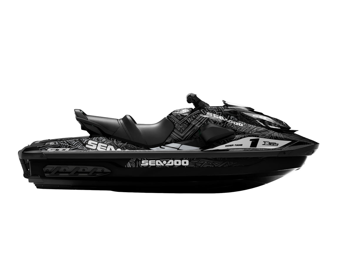 SEA-DOO GTI / GTR 2020-2027 FULL GRAPHICS KIT "ANCIENT BLACK" DESIGN
