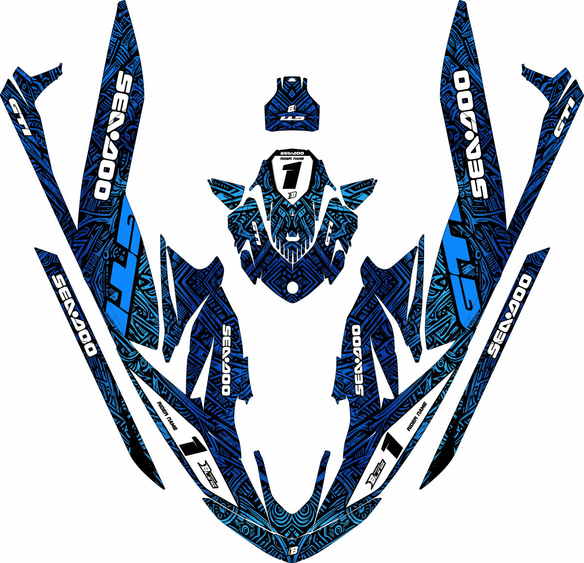 SEA-DOO GTI / GTR 2020-2027 FULL GRAPHICS KIT "ANCIENT BLUE" DESIGN