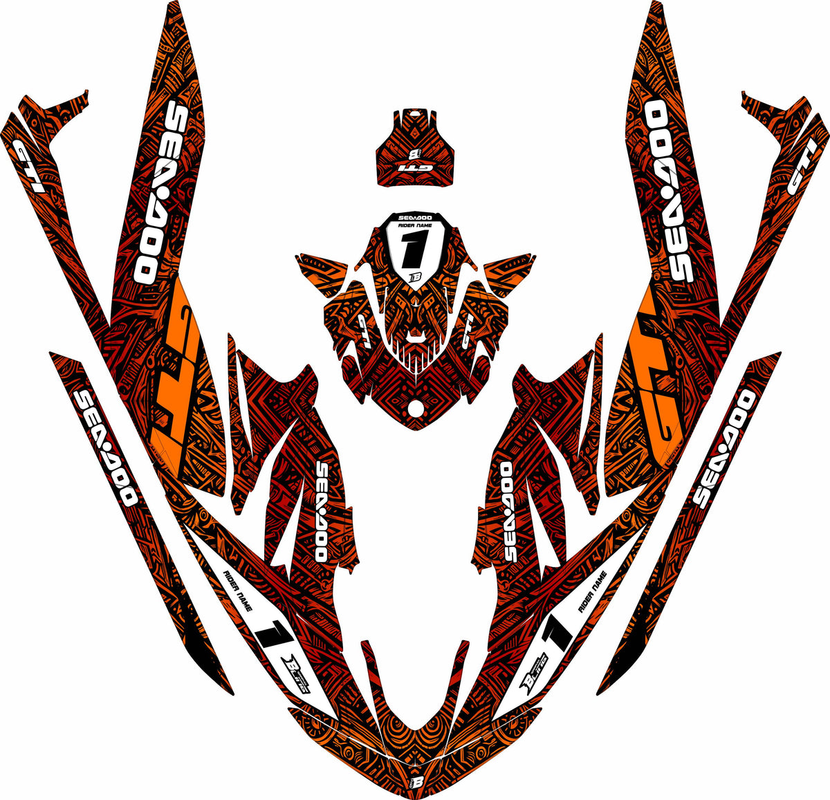 SEA-DOO GTI / GTR 2020-2027 FULL GRAPHICS KIT "ANCIENT ORANGE" DESIGN