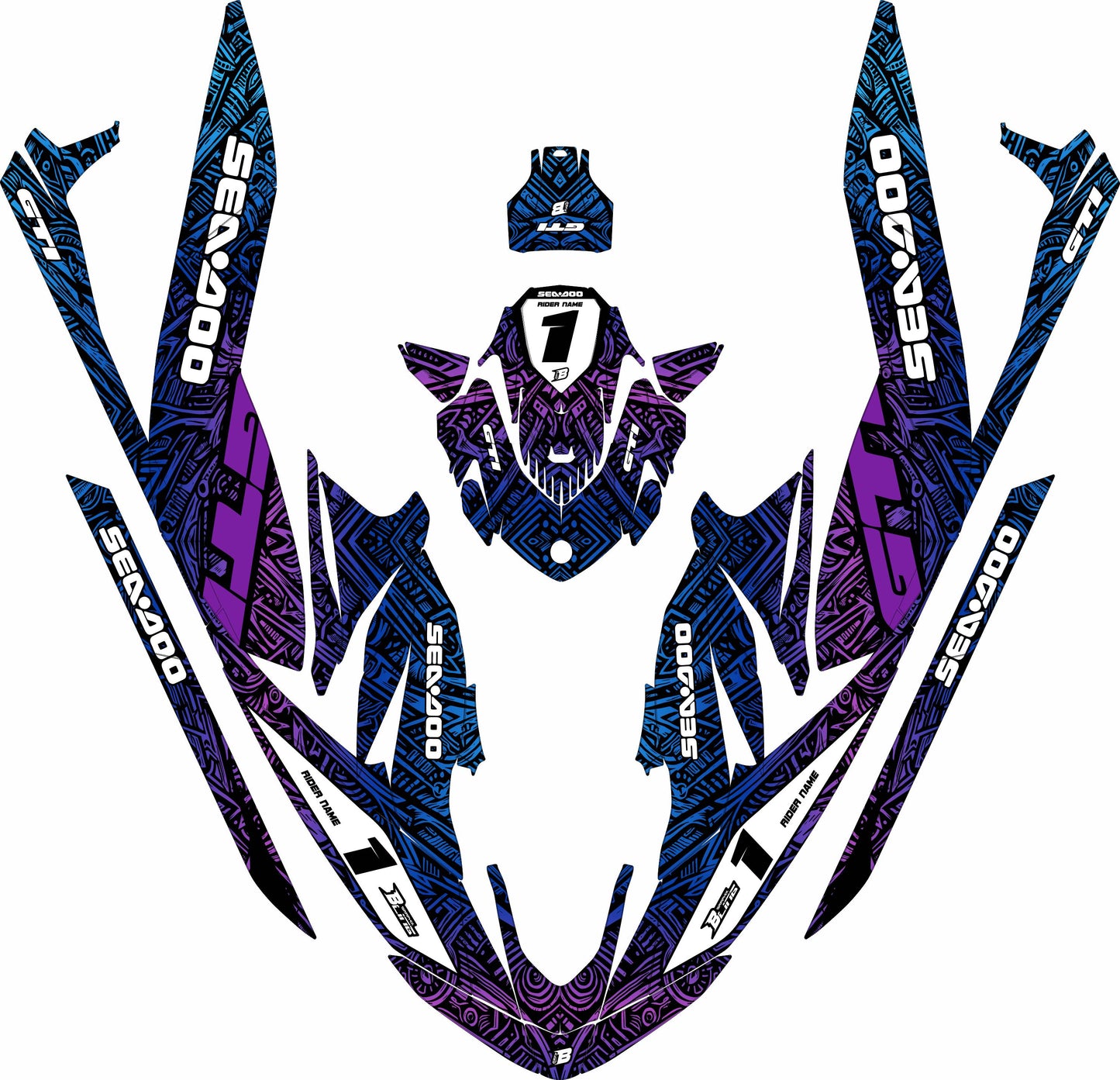 SEA-DOO GTI / GTR 2020-2027 FULL GRAPHICS KIT "ANCIENT PURPLE" DESIGN