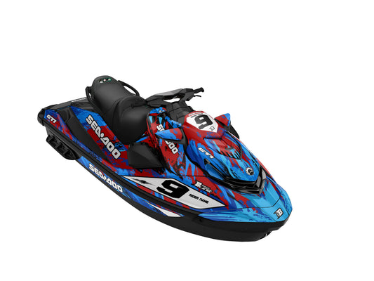 SEA-DOO GTI / GTR 2020-2027 FULL GRAPHICS KIT "BRUSHED BLUE" DESIGN