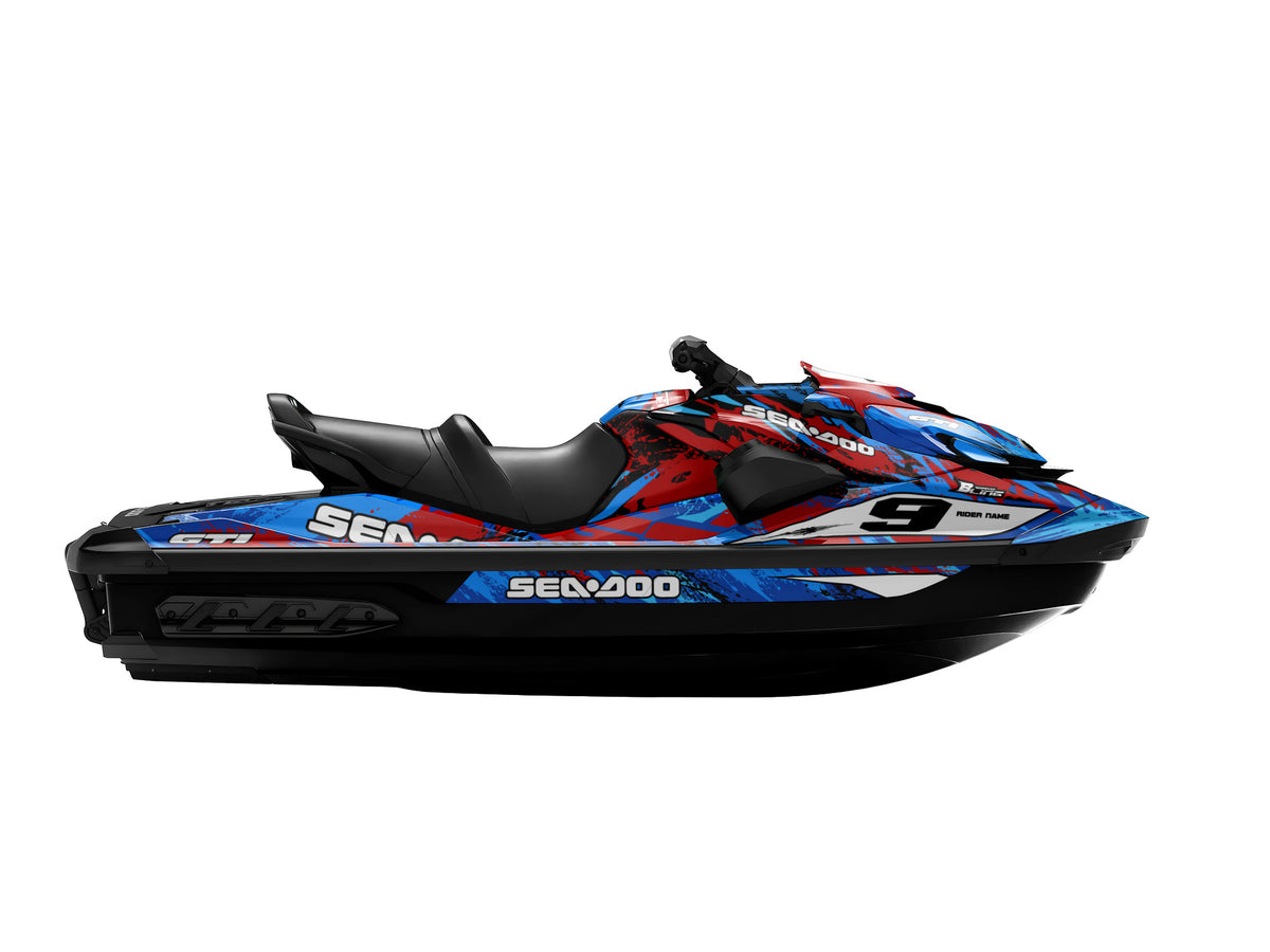 SEA-DOO GTI / GTR 2020-2027 FULL GRAPHICS KIT "BRUSHED BLUE" DESIGN