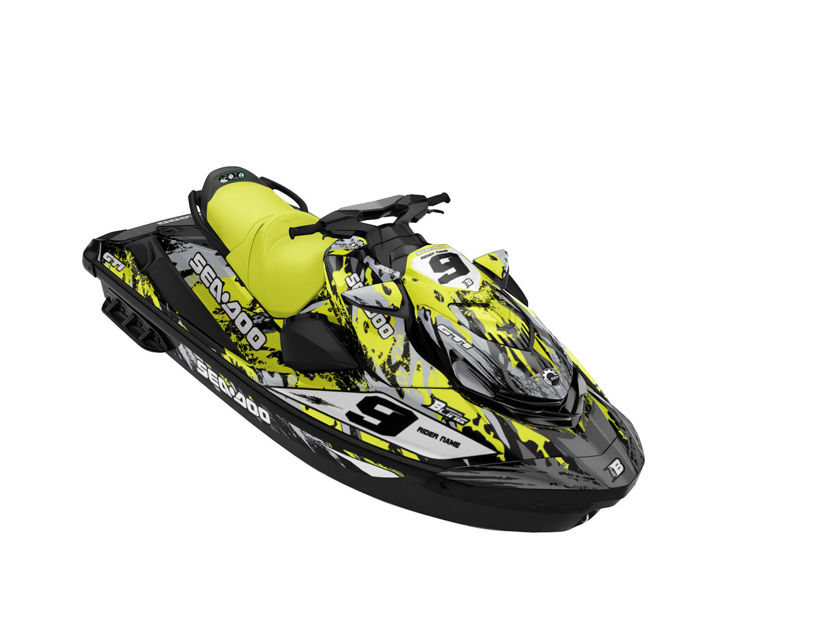 SEA-DOO GTI / GTR 2020-2027 FULL GRAPHICS KIT "BRUSHED LIME" DESIGN