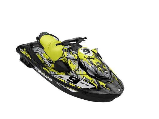 SEA-DOO GTI / GTR 2020-2027 FULL GRAPHICS KIT "BRUSHED LIME" DESIGN