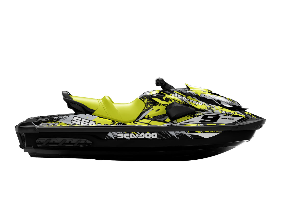 SEA-DOO GTI / GTR 2020-2027 FULL GRAPHICS KIT "BRUSHED LIME" DESIGN