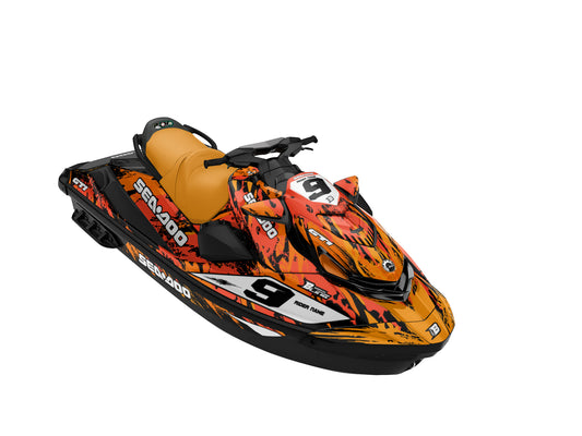SEA-DOO GTI / GTR 2020-2027 FULL GRAPHICS KIT "BRUSHED ORANGE" DESIGN
