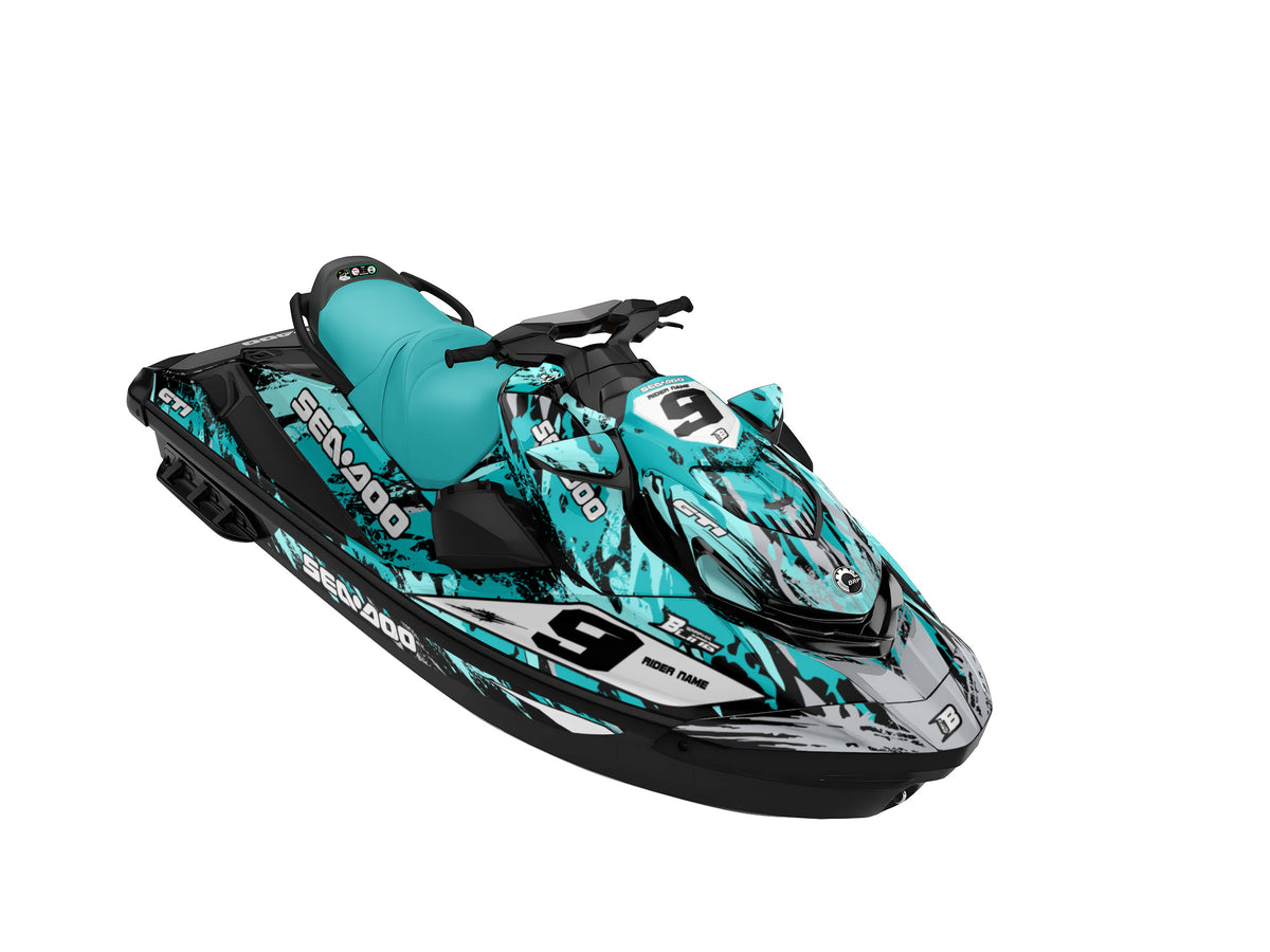 SEA-DOO GTI / GTR 2020-2027 FULL GRAPHICS KIT "BRUSHED TURQUOISE" DESIGN