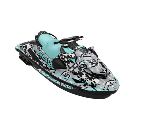 SEA-DOO GTI / GTR 2020-2027 FULL GRAPHICS KIT "CAMED ICE BLUE" DESIGN