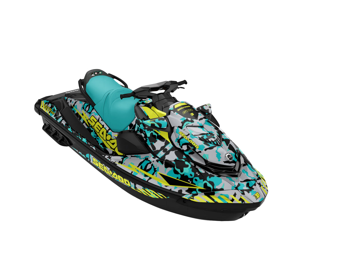 SEA-DOO GTI / GTR 2020-2027 FULL GRAPHICS KIT "CAMED LIME" DESIGN