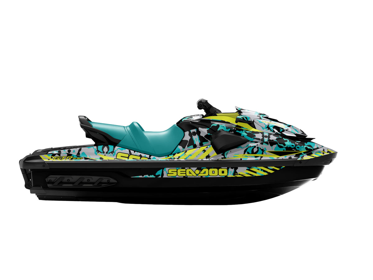 SEA-DOO GTI / GTR 2020-2027 FULL GRAPHICS KIT "CAMED LIME" DESIGN