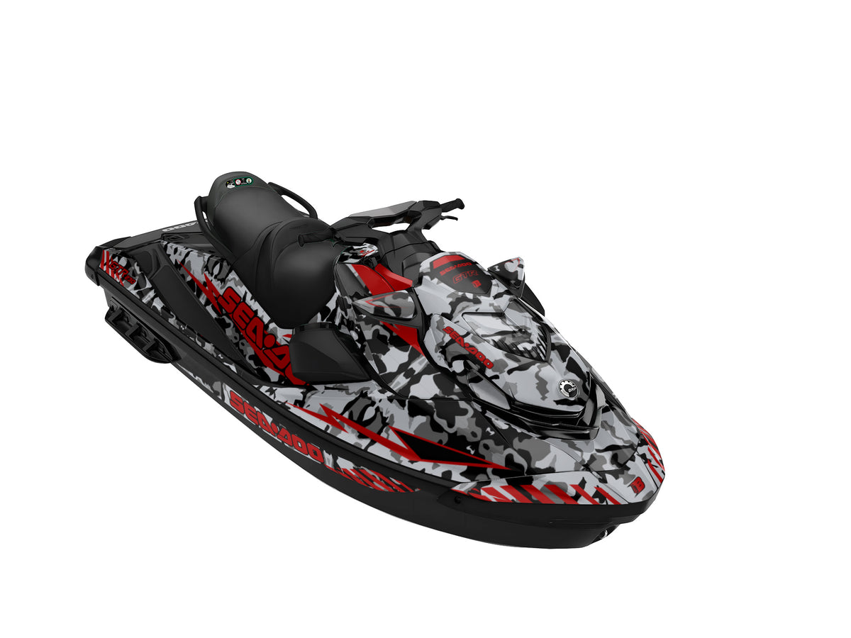 SEA-DOO GTI / GTR 2020-2027 FULL GRAPHICS KIT "CAMED RED" DESIGN