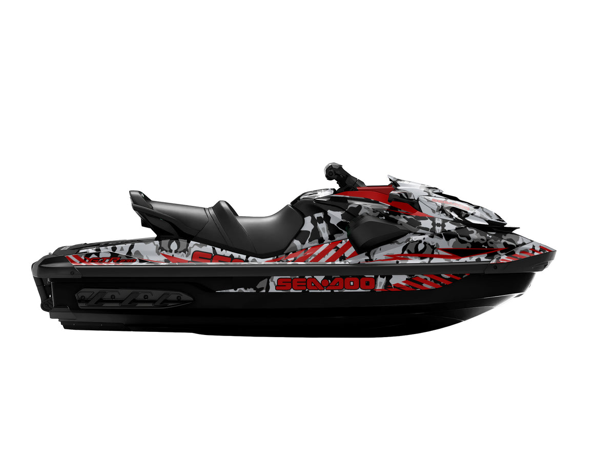 SEA-DOO GTI / GTR 2020-2027 FULL GRAPHICS KIT "CAMED RED" DESIGN