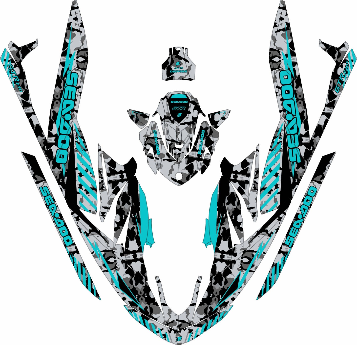 SEA-DOO GTI / GTR 2020-2027 FULL GRAPHICS KIT "CAMED TURQUOISE" DESIGN