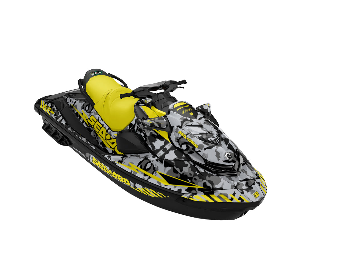 SEA-DOO GTI / GTR 2020-2027 FULL GRAPHICS KIT "CAMED YELLOW" DESIGN