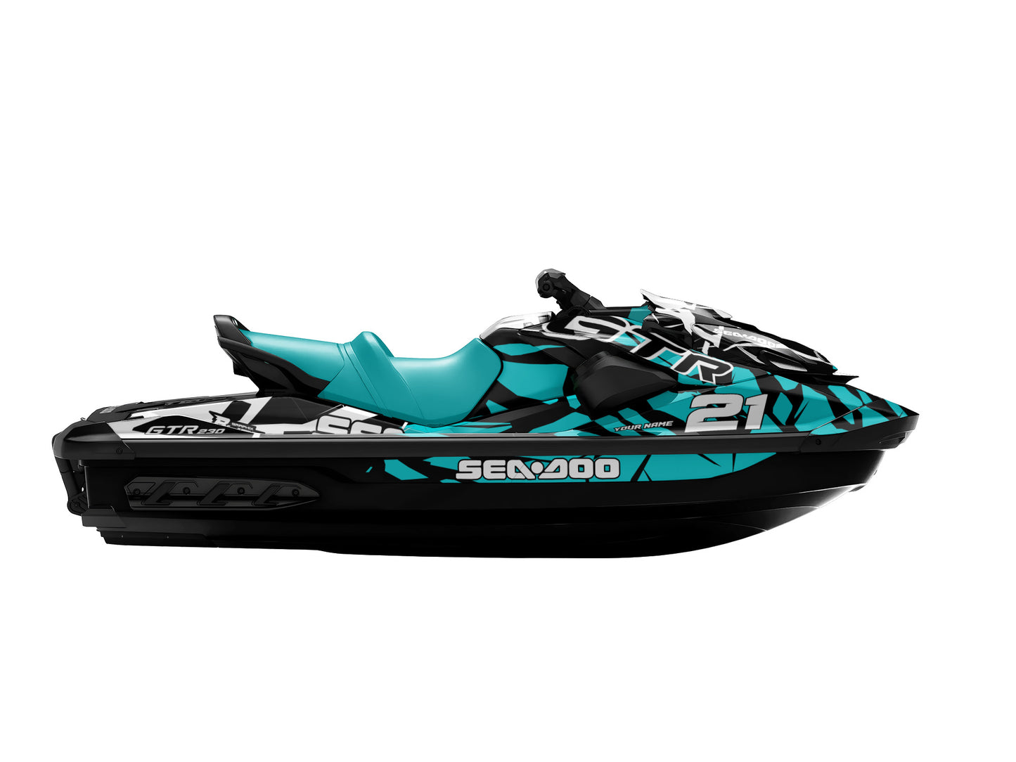 SEA-DOO GTI / GTR 2020-2027 FULL GRAPHICS KIT "CLASHED AQUA" DESIGN