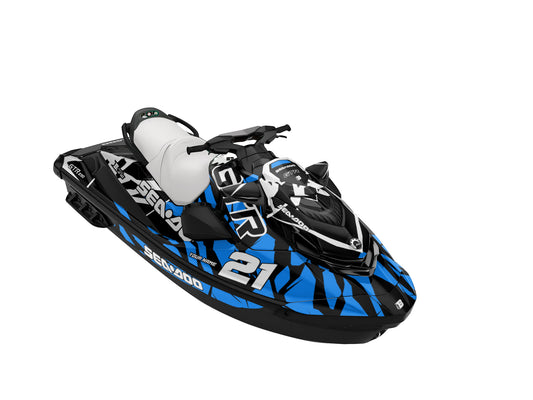 SEA-DOO GTI / GTR 2020-2027 FULL GRAPHICS KIT "CLASHED BLUE" DESIGN