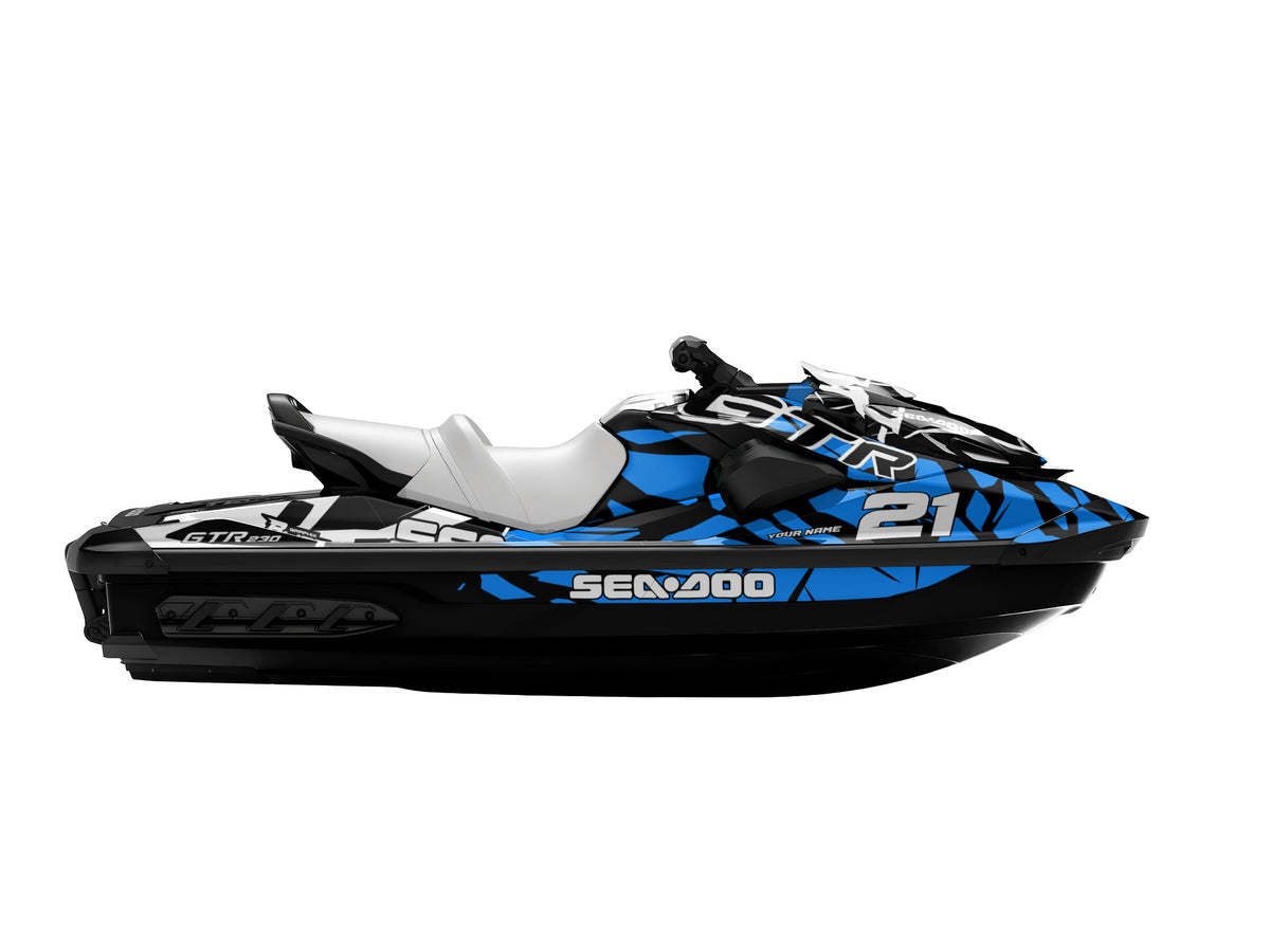 SEA-DOO GTI / GTR 2020-2027 FULL GRAPHICS KIT "CLASHED BLUE" DESIGN