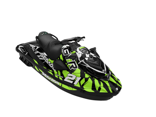 SEA-DOO GTI / GTR 2020-2027 FULL GRAPHICS KIT "CLASHED GREEN" DESIGN