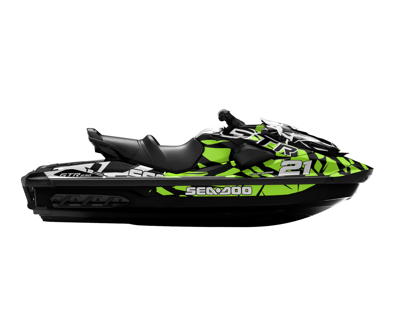 SEA-DOO GTI / GTR 2020-2027 FULL GRAPHICS KIT "CLASHED GREEN" DESIGN