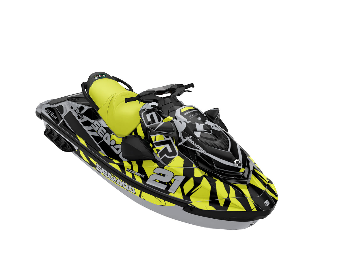 SEA-DOO GTI / GTR 2020-2027 FULL GRAPHICS KIT "CLASHED LIME" DESIGN