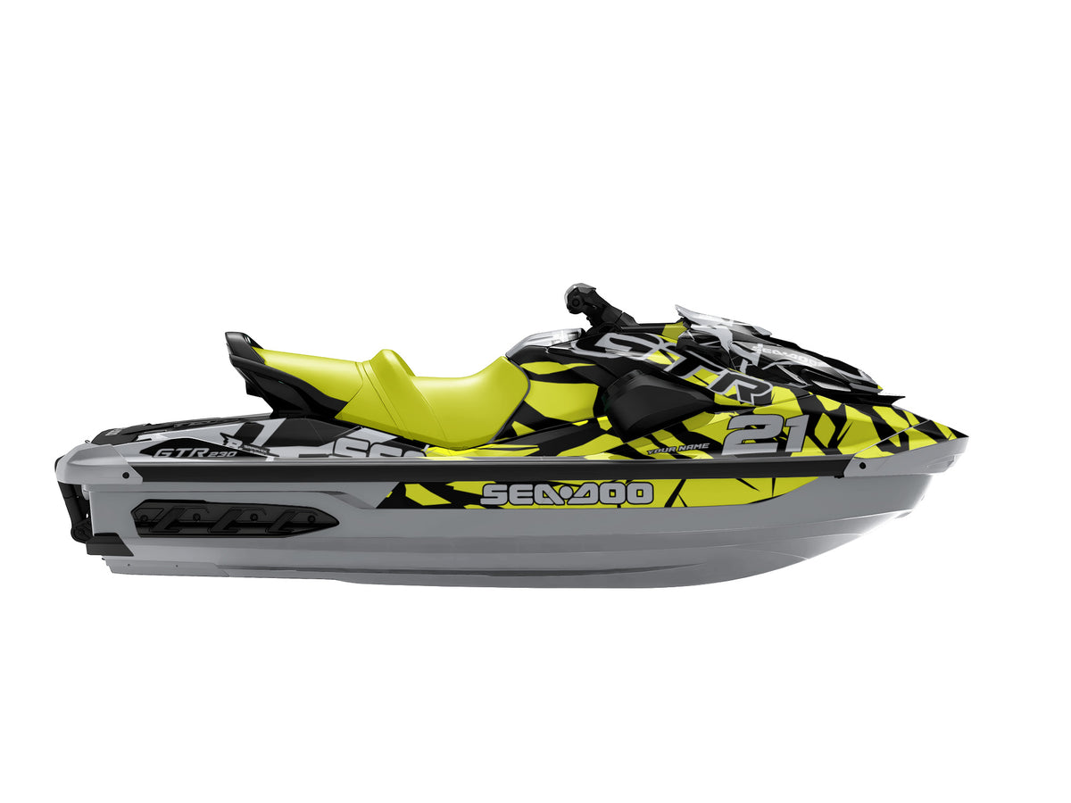 SEA-DOO GTI / GTR 2020-2027 FULL GRAPHICS KIT "CLASHED LIME" DESIGN