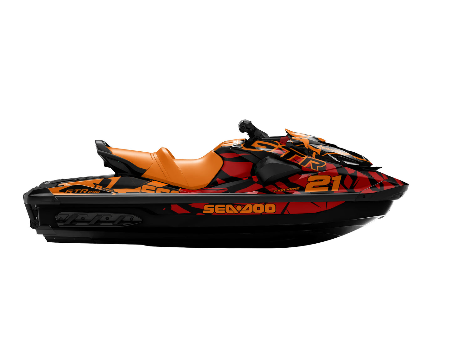 SEA-DOO GTI / GTR 2020-2027 FULL GRAPHICS KIT "CLASHED ORANGE" DESIGN
