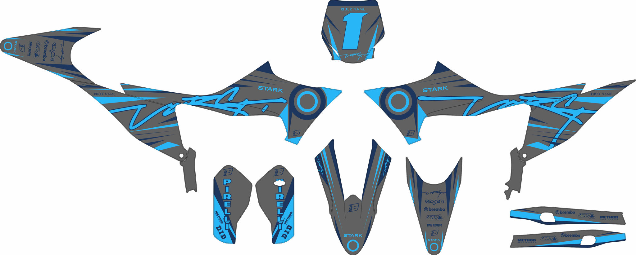 STARK VARG FULL GRAPHICS KIT ''STRIPED BLUE'' DESIGN bling graphix