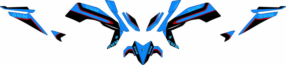 SWM HOKU FULL GRAPHICS KIT ''LINED BLUE'' DESIGN