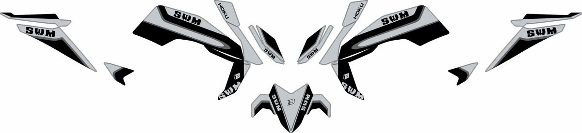 SWM HOKU FULL GRAPHICS KIT ''LINED GREY'' DESIGN